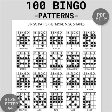 bingo winning patterns printable|Bingo Patterns .